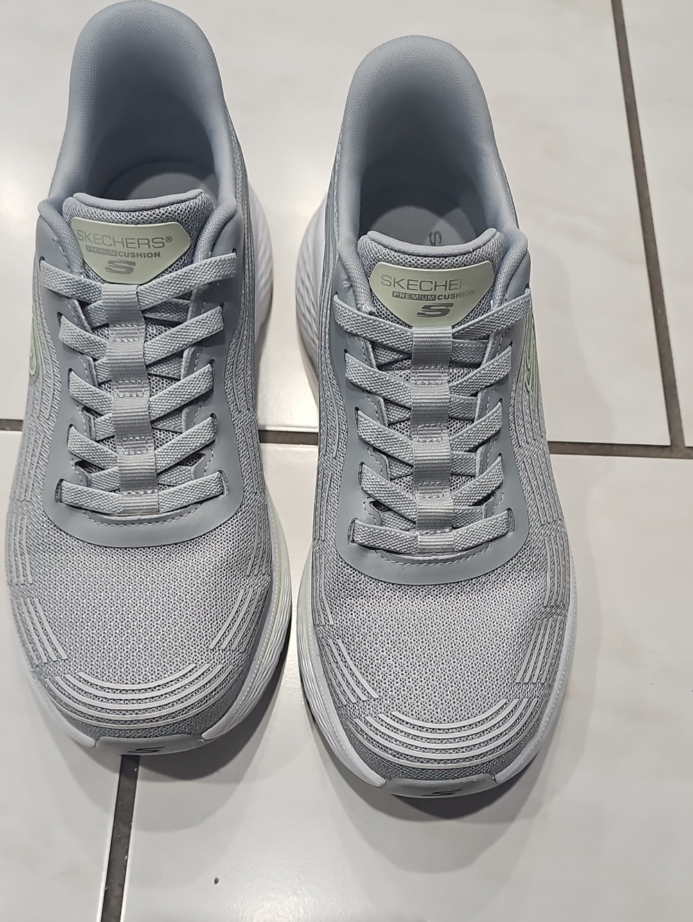 Skechers Women's Light Gray Mesh Athletic Sneakers with Subtle Mint Accents